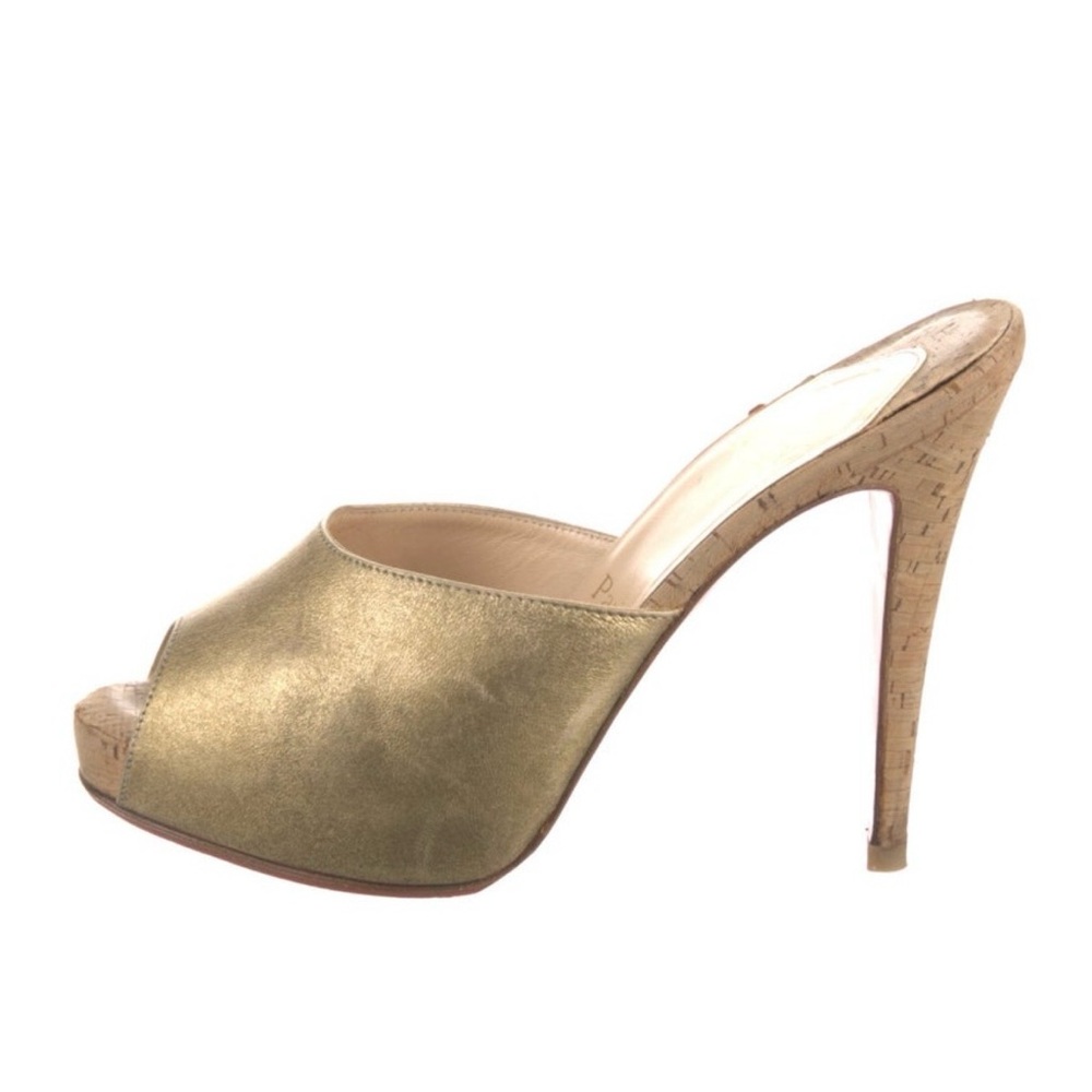 Christian Louboutin Metallic Gold Peep Toe Heels